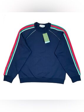 AUTHENTIC Gucci Mens Navy Blue Crewneck Uniform Sweatshirt Back of House Size L